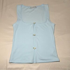 Gaze Sky Blue Button-Front Top